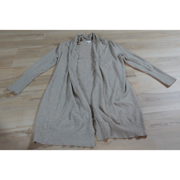 Leith Women Medium Cardigan Sweater Open Front Long Line Duster Knit Cream - Picture 1 of 5